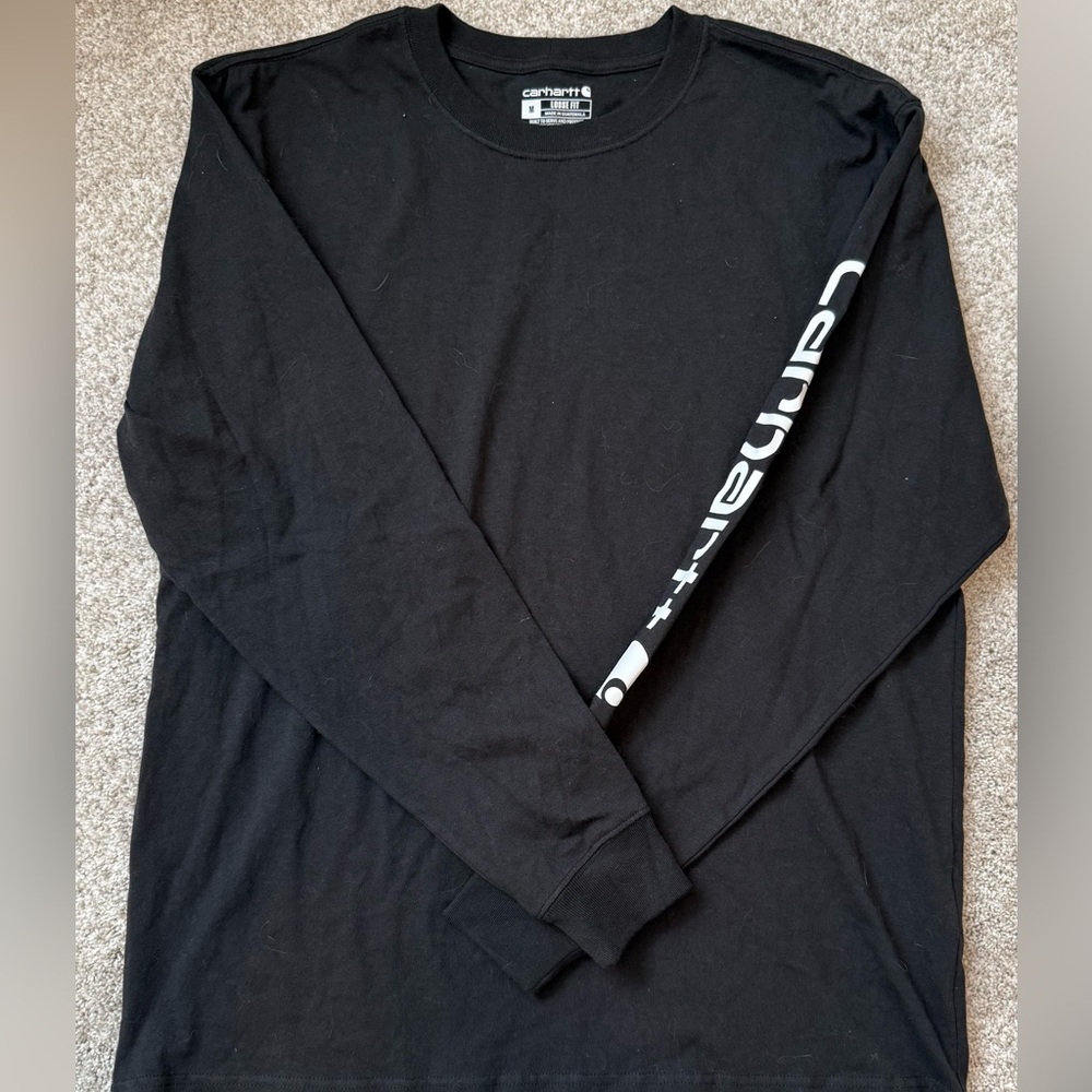 Carhartt Black Long Sleeve Tee with White Sleeve Logo